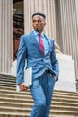 Young African American Businessman with beard working in New York Royalty Free Stock Photo