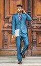 Young African American Businessman with beard working in New York Royalty Free Stock Photo