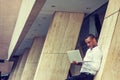 Young African American businessman with beard working in New York Royalty Free Stock Photo