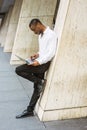 Young African American businessman with beard working in New York Royalty Free Stock Photo