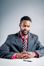 Young African American Businessman Being Sneaky On Laptop Royalty Free Stock Photo