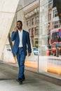 Young African American businessman talking on cell phone, traveling, working in New York Royalty Free Stock Photo