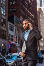 Young African American businessman traveling, working in New York Royalty Free Stock Photo