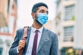 Young african american businessman wearing medical mask at the city Royalty Free Stock Photo