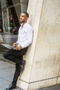 Young African American businessman with beard working in New York Royalty Free Stock Photo