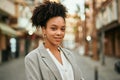 Young african american businesswoman smiling happy standing at the city Royalty Free Stock Photo