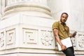 Young African American Male College Student with beard studying Royalty Free Stock Photo