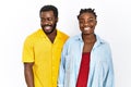 Young african american couple wearing casual clothes with a happy and cool smile on face Royalty Free Stock Photo