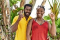 Young african american couple wearing casual clothes standing at the city surprised with an idea or question pointing finger with Royalty Free Stock Photo