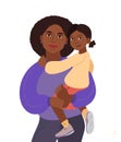 A young African-American family portrait.. Mom and daughter. Vector illustration simple shapes Royalty Free Stock Photo