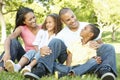 Young African American Family Relaxing In Park Royalty Free Stock Photo