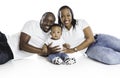 Young African American family in the studio with baby toddler son Royalty Free Stock Photo