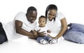 Young African American family in the studio with baby toddler son Royalty Free Stock Photo