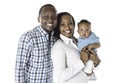 Young African American family in the studio with baby toddler son Royalty Free Stock Photo