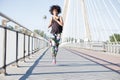 Young african american girl running. Royalty Free Stock Photo