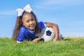 Young african american girl soccer player