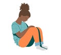 Young African-American girl, a teenager suffering from psychological illnesses, depression, anxiety