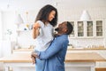 The young african american happy couple is moving into a new house Royalty Free Stock Photo
