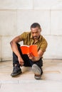 Young African American Male College Student with beard studying in New York City Royalty Free Stock Photo