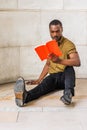 Young African American Male College Student with beard studying in New York City Royalty Free Stock Photo