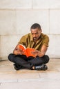 Young African American Male College Student with beard studying in New York City Royalty Free Stock Photo