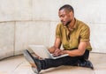 Young African American Male College Student with beard studying in New York City Royalty Free Stock Photo