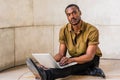 Young African American Male College Student with beard studying in New York City Royalty Free Stock Photo