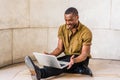 Young African American Male College Student with beard studying in New York City Royalty Free Stock Photo