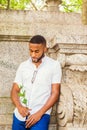 Young African American Man with beard missing you in New York Royalty Free Stock Photo