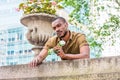 Young African American Man with beard missing you, thinking about you in New York Royalty Free Stock Photo