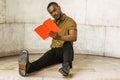 Young African American Man with beard studying in New York Royalty Free Stock Photo