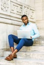 Young African American Man with beard studying in New York Royalty Free Stock Photo