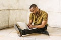 Young African American Man with beard studying in New York Royalty Free Stock Photo