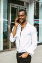 Young African American Man with beard traveling in New York City Royalty Free Stock Photo