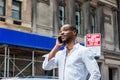 Young African American Man with beard traveling in New York City Royalty Free Stock Photo