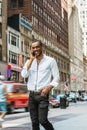 Young African American Man with beard traveling in New York Royalty Free Stock Photo