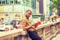 Young African American Man studying in New York Royalty Free Stock Photo