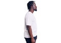 Young african american man with braids wearing casual white tshirt looking to side, relax profile pose with natural face and Royalty Free Stock Photo