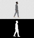 Young african american man in grey casual clothes walking, Alpha Royalty Free Stock Photo