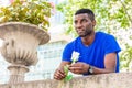 Young African American Man missing you in New York City Royalty Free Stock Photo