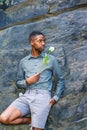 Young African American Man missing you and waiting for you Royalty Free Stock Photo