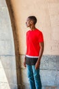 Young African American Man missing you, waiting for you in New Y Royalty Free Stock Photo