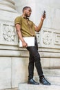 Young African American Male College Student with beard studying Royalty Free Stock Photo