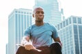 Young African American man traveling in New York City Royalty Free Stock Photo