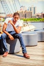 Young African American Man traveling in New York, thinking outside. Royalty Free Stock Photo