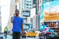 Young African American Man traveling in New York Royalty Free Stock Photo