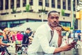 Young African American Man traveling in New York Royalty Free Stock Photo