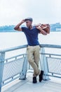 Young African American Man traveling in New York Royalty Free Stock Photo