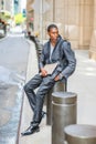 Young African American Man traveling, studying in New York Royalty Free Stock Photo