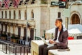 Young African American Man traveling, working in New York Royalty Free Stock Photo